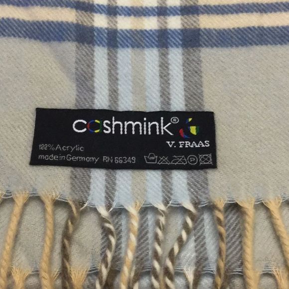 Cashmink Plaid Scarf Made In Germany - Picture 2 of 4